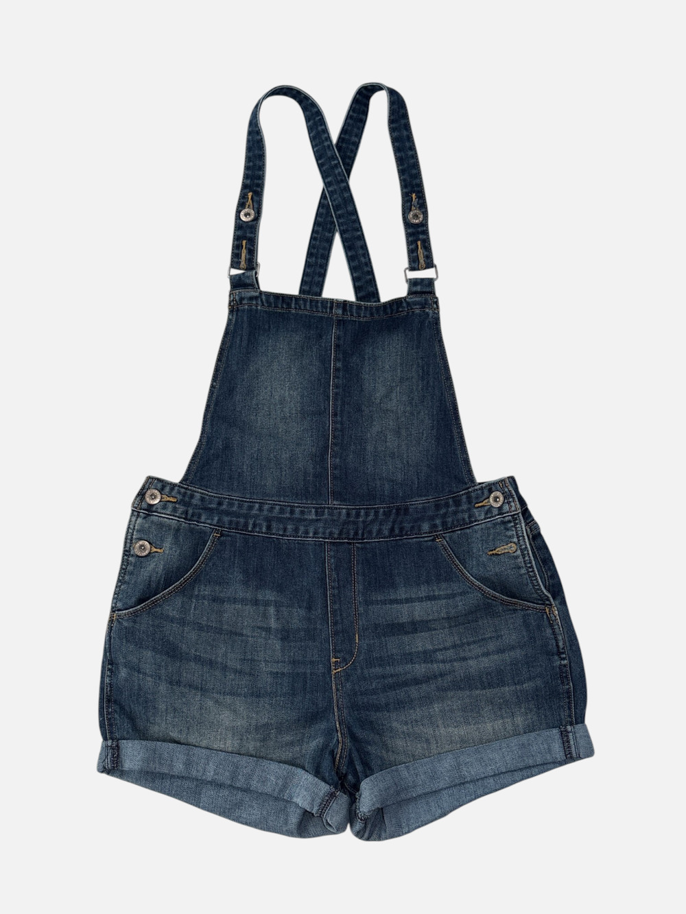 Levis Denim Shortalls Denizen Blue Jean Bib Overalls Shorts MEDIUM Retro Y2K 90s